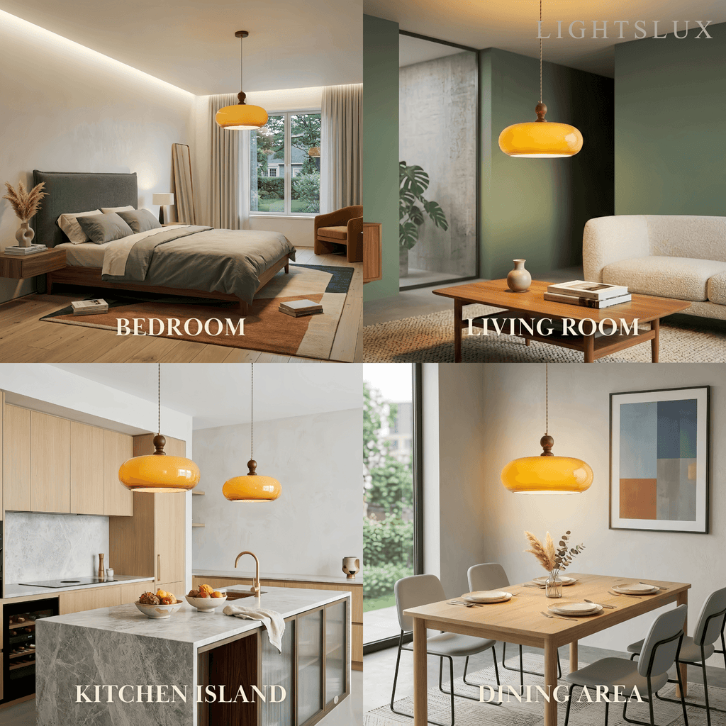 Classic Glass Pendant Light — Walnut/Brown for Dining Room - Flindria