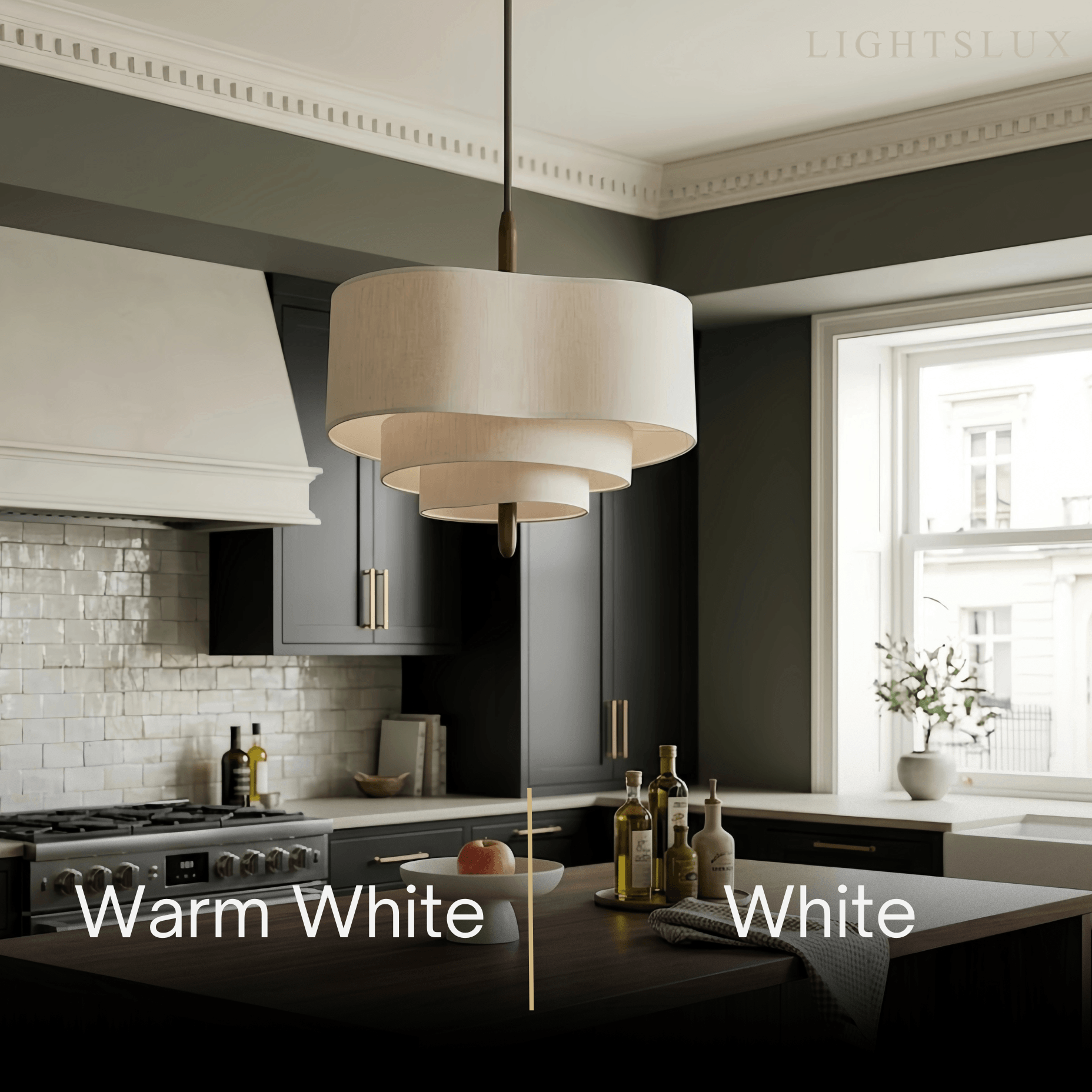 Modern Fabric Pendant Light – White or Green for Dining Room - Flindria