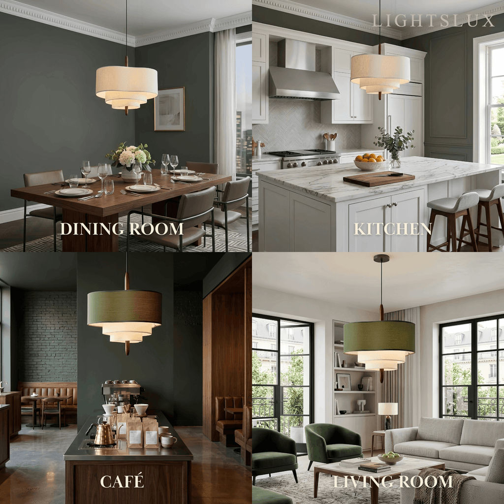 Modern Fabric Pendant Light – White or Green for Dining Room - Flindria