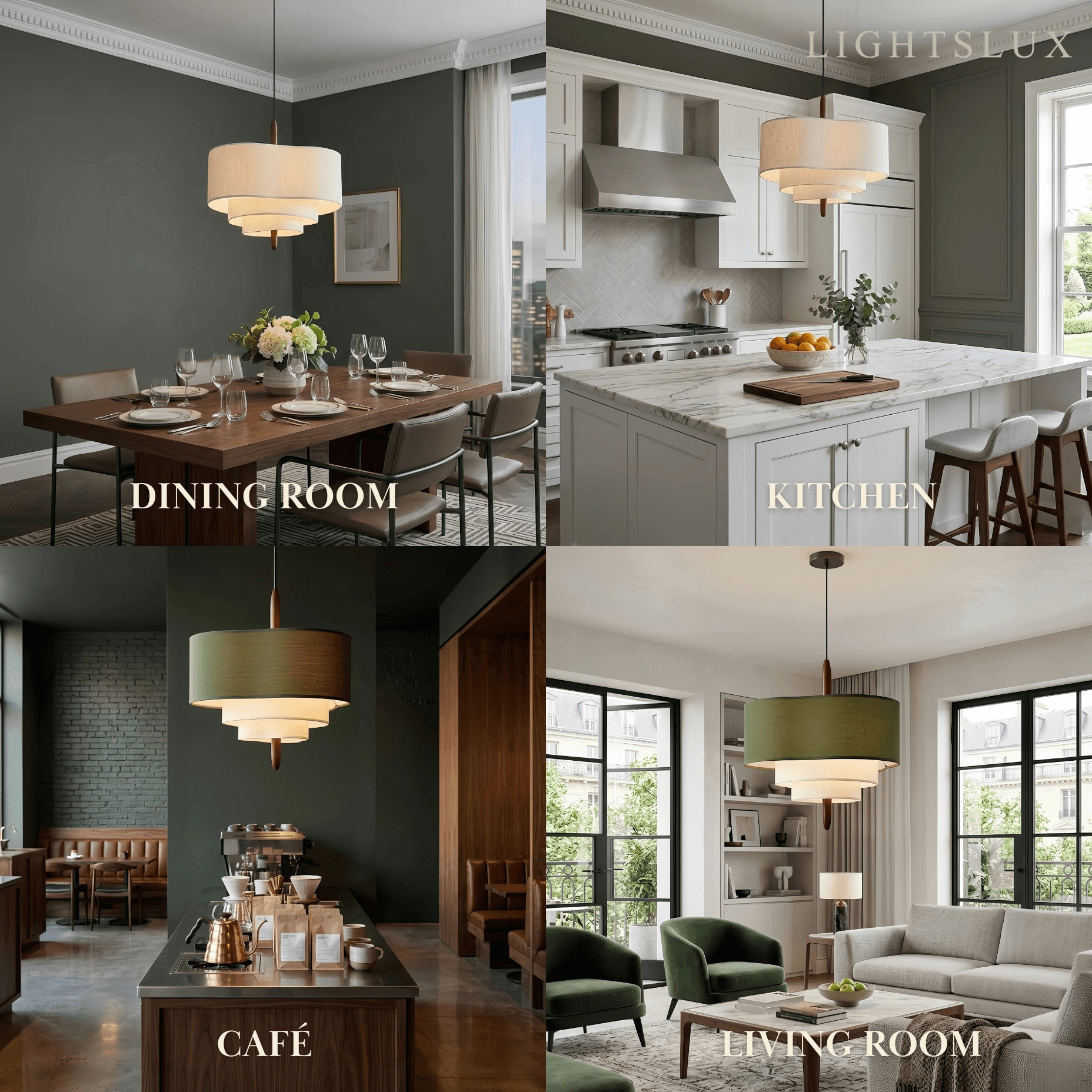 Modern Fabric Pendant Light – White or Green for Dining Room - Flindria