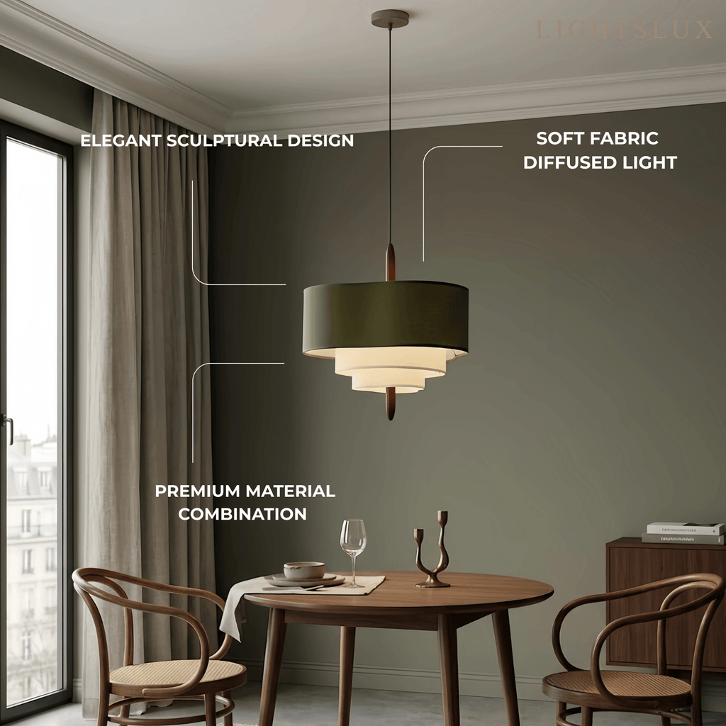 Modern Fabric Pendant Light – White or Green for Dining Room - Flindria