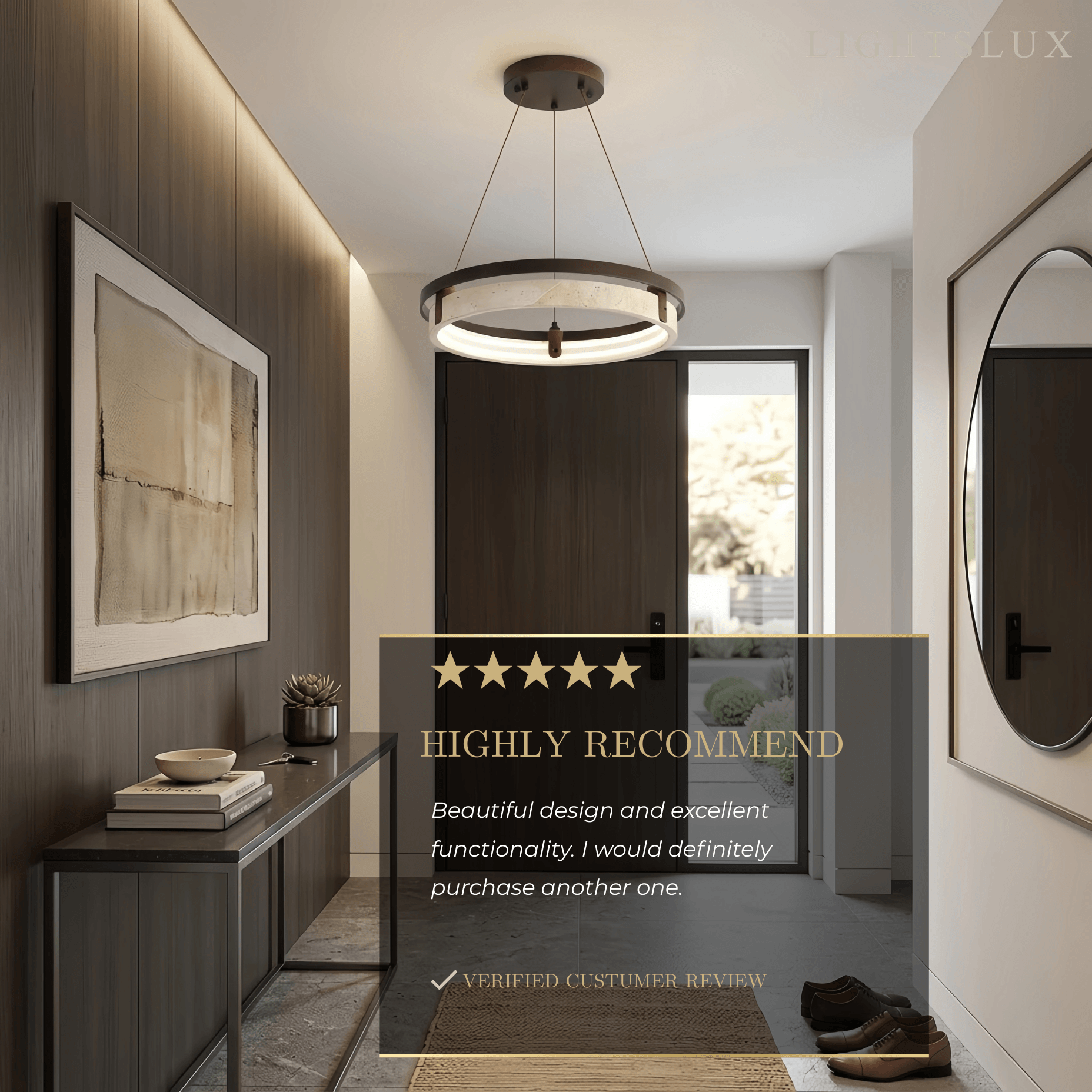Lámpara colgante moderna de travertino — Amarillo/nogal para comedor - Flindria