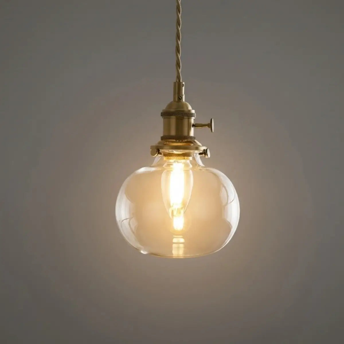 Vintage Glass Pendant Light -- Brass & Clear for Dining Room - Flindria