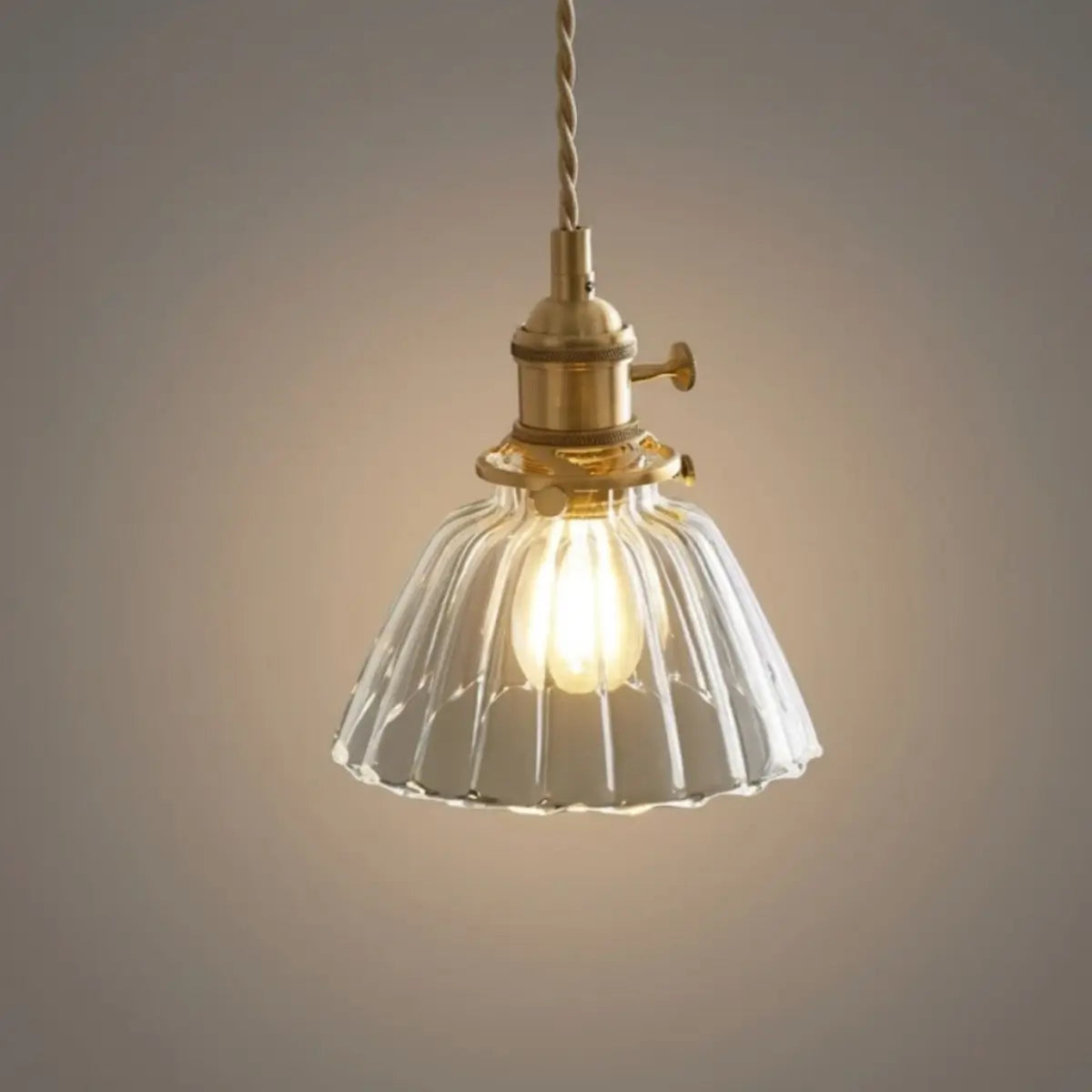 Vintage Glass Pendant Light -- Brass & Clear for Dining Room - Flindria