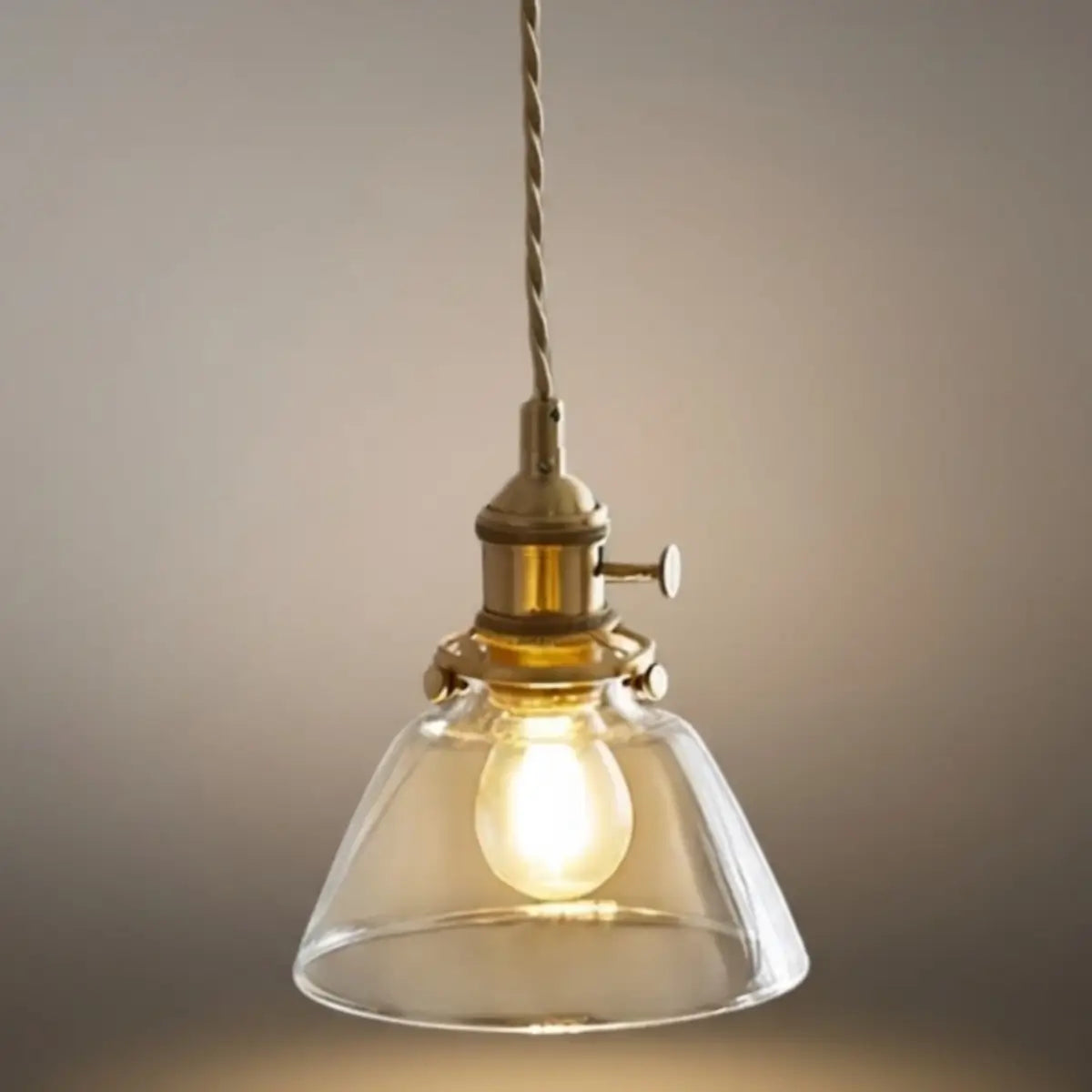Vintage Glass Pendant Light -- Brass & Clear for Dining Room - Flindria
