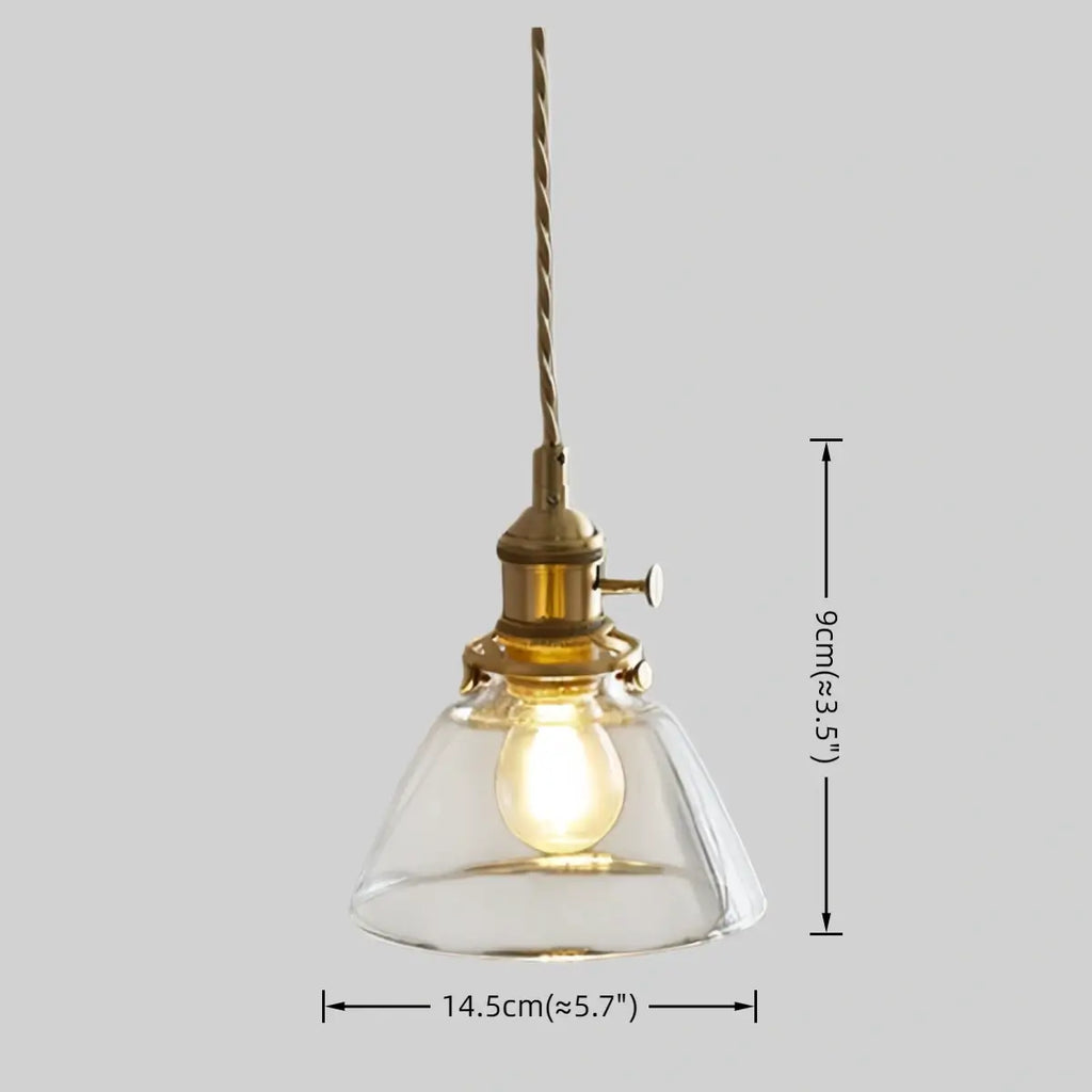Vintage Glass Pendant Light -- Brass & Clear for Dining Room - Flindria