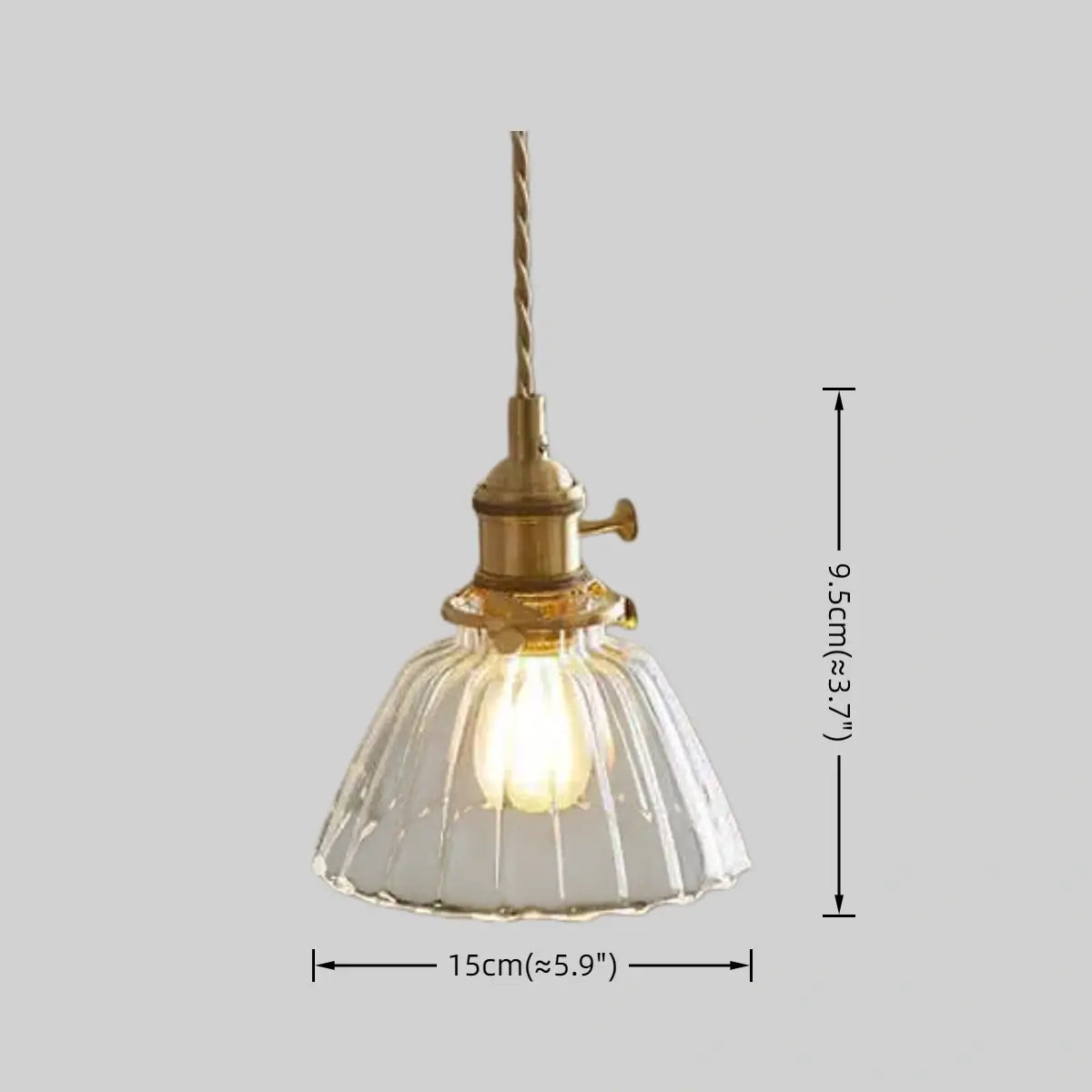 Vintage Glass Pendant Light -- Brass & Clear for Dining Room - Flindria