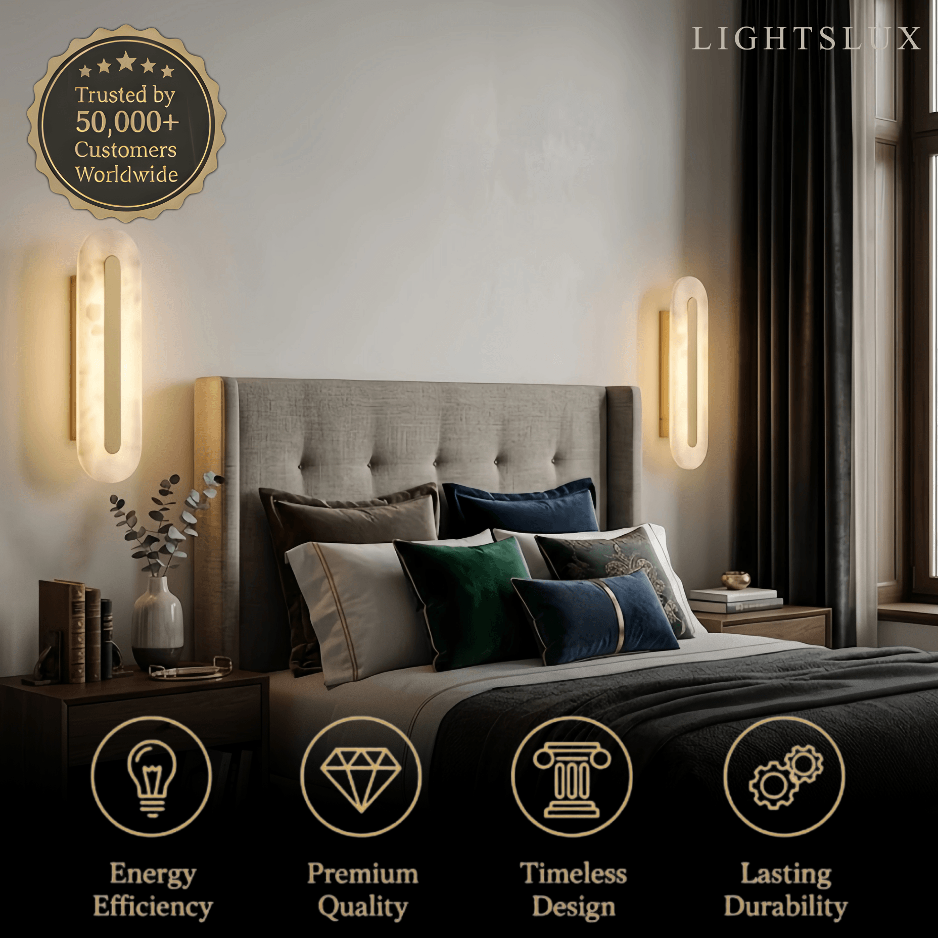 Modern Alabaster Wall Lamp — Brass & White for Living Room - Flindria