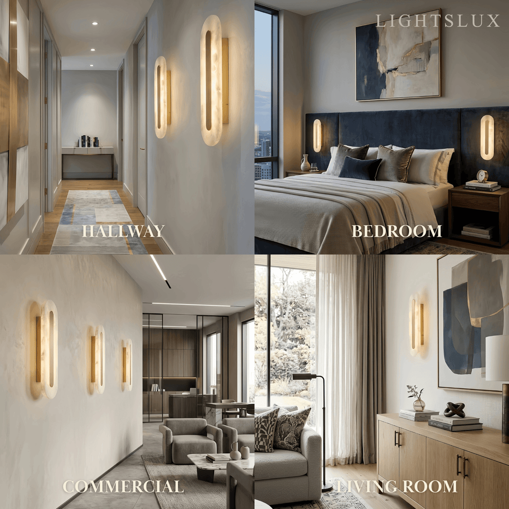 Modern Alabaster Wall Lamp — Brass & White for Living Room - Flindria