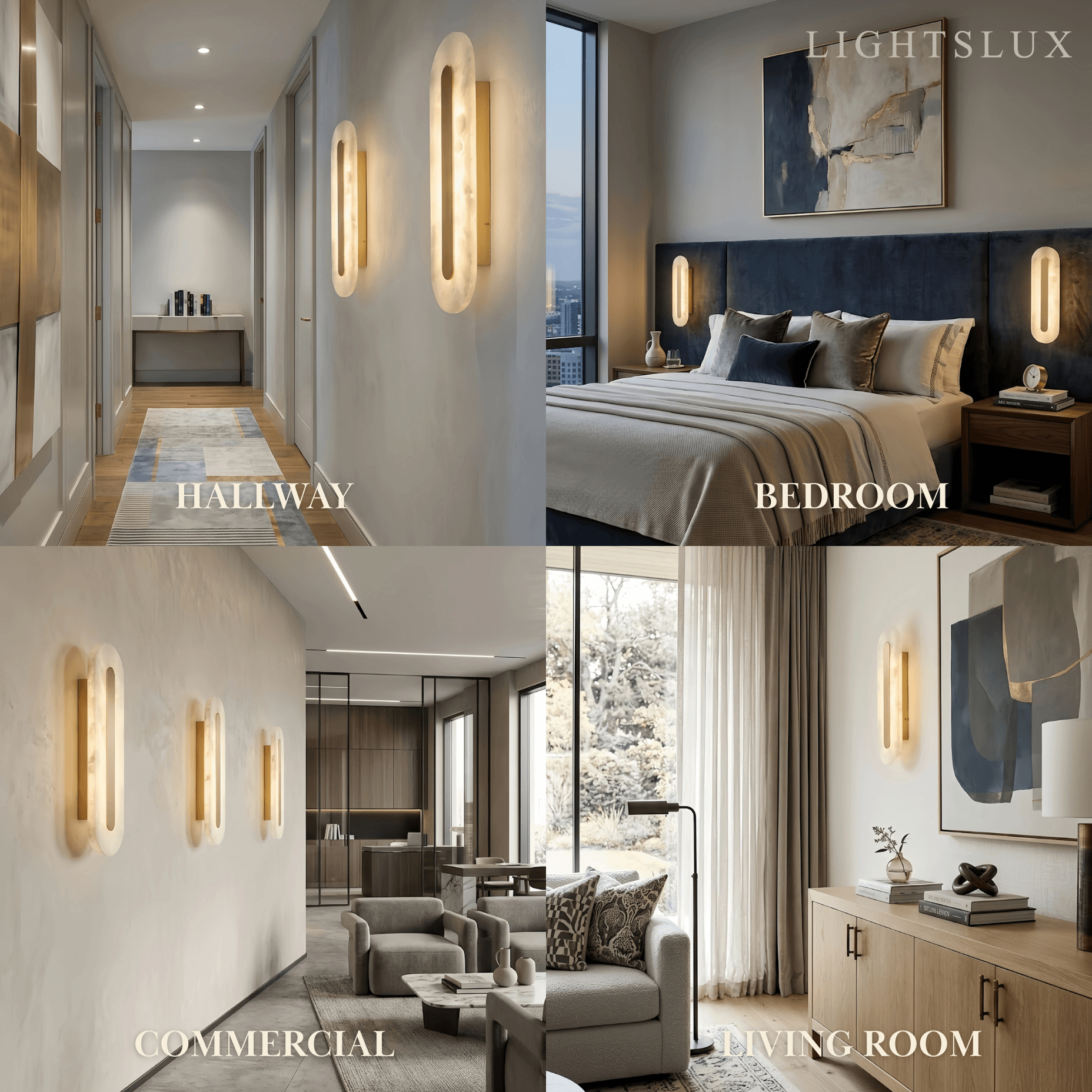 Modern Alabaster Wall Lamp — Brass & White for Living Room - Flindria