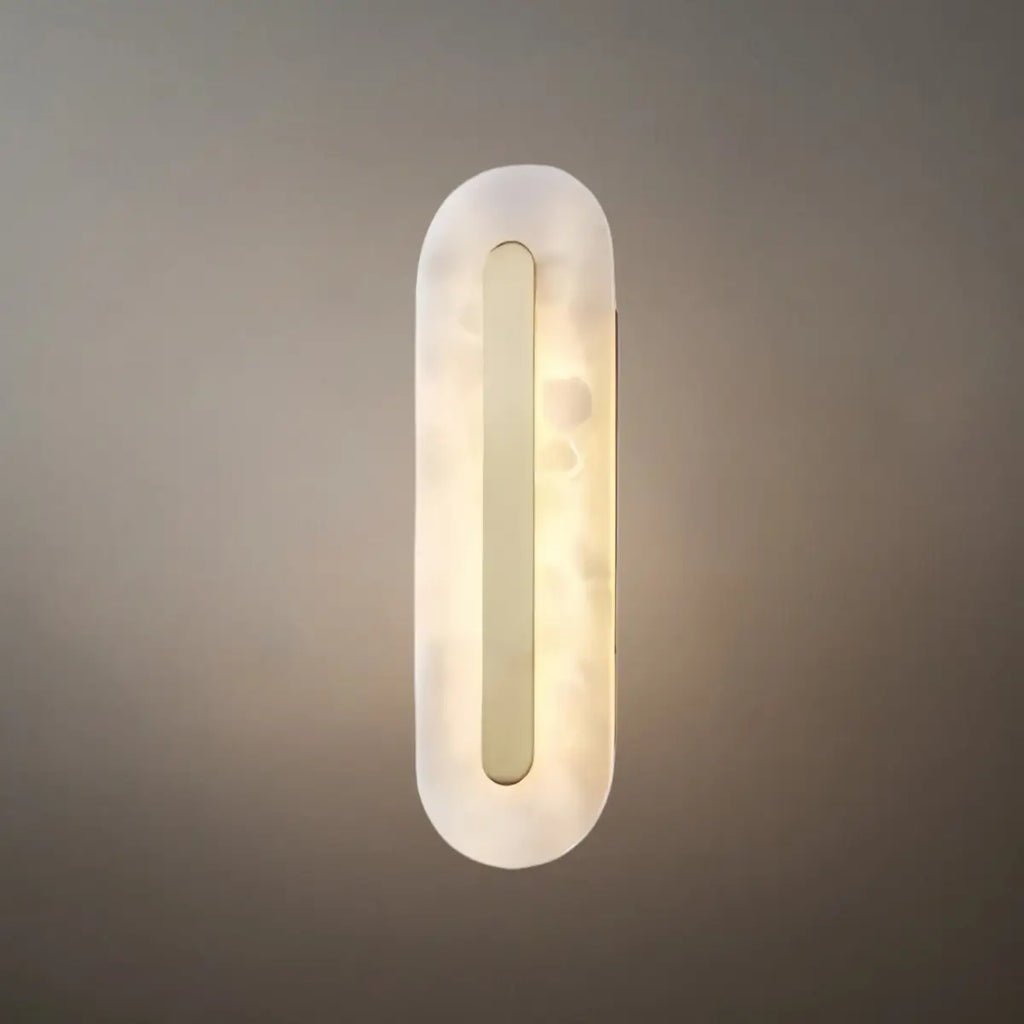 Modern Alabaster Wall Lamp — Brass & White for Living Room - Flindria