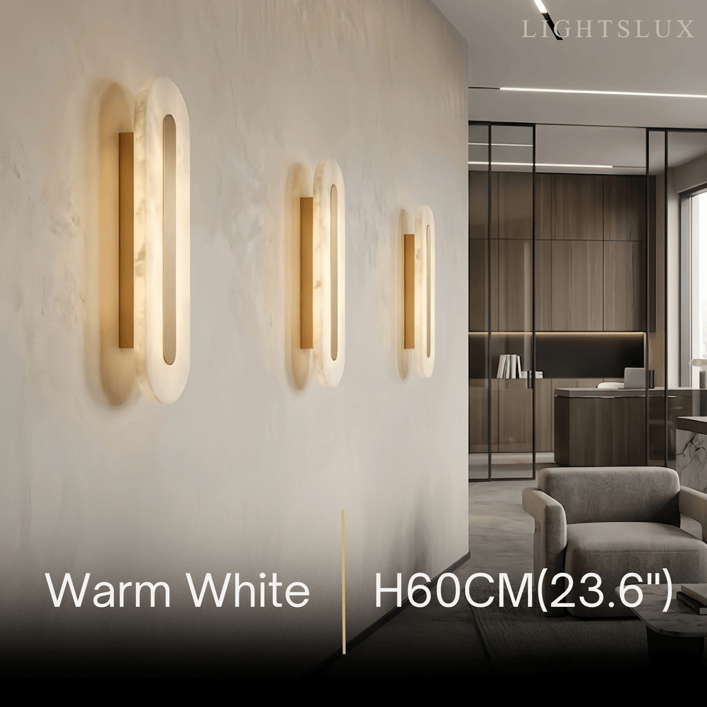 Modern Alabaster Wall Lamp — Brass & White for Living Room - Flindria