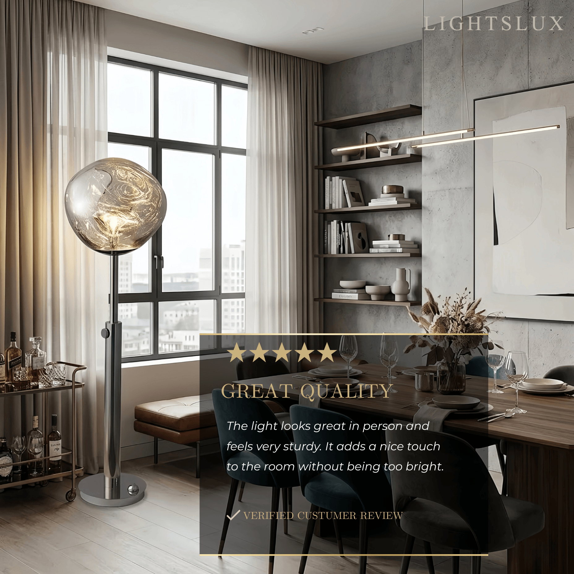 Lampadaire moderne — Métal aluminium pour salon - Flindria