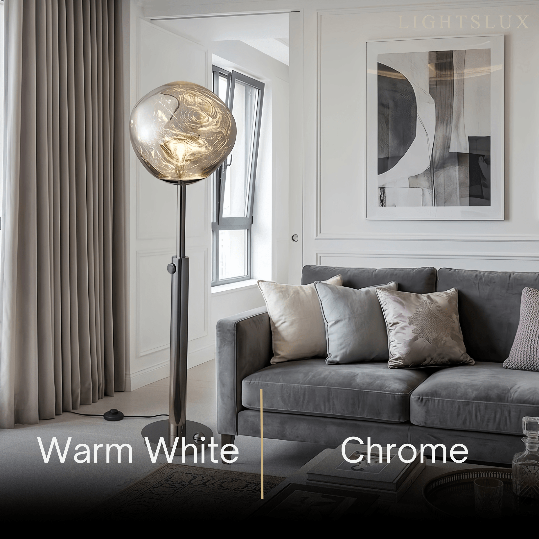Modern Floor Lamp — Metal Aluminum for Living Room - Flindria