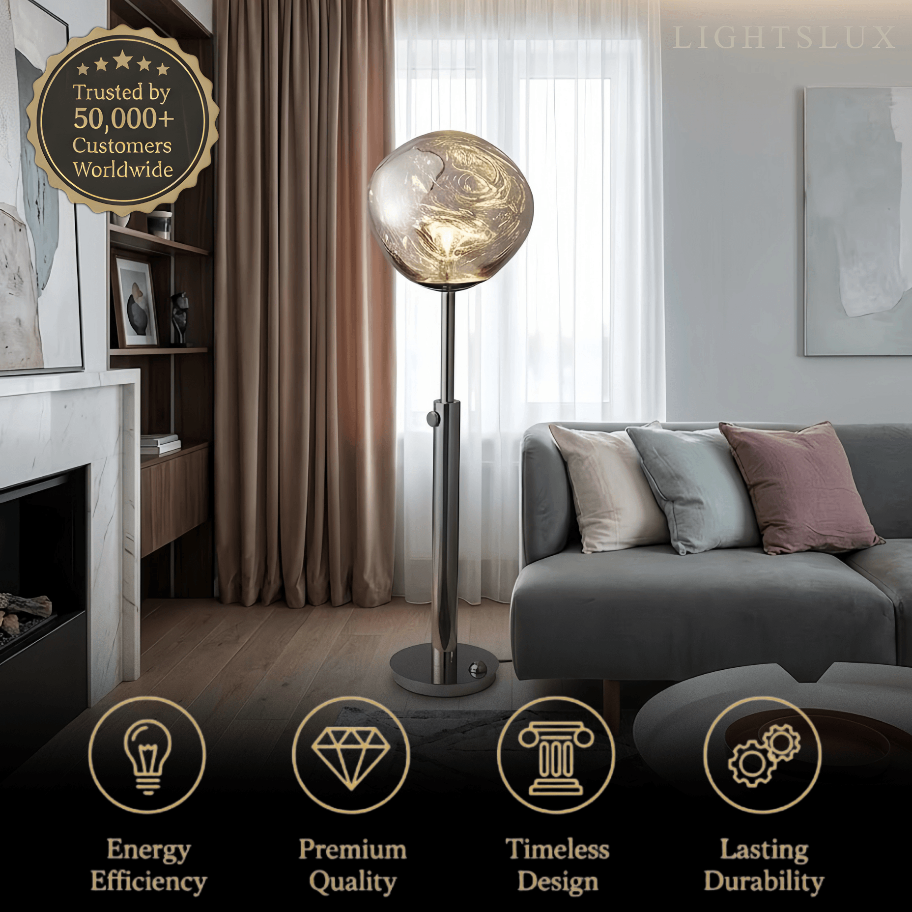 Lampadaire moderne — Métal aluminium pour salon - Flindria