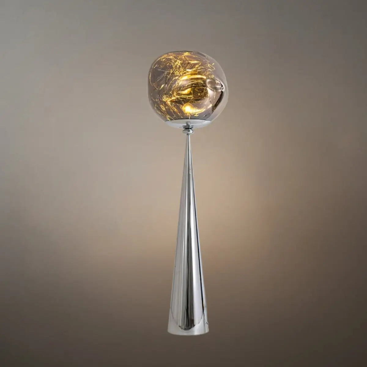 Lampadaire Contemporain – Métal Sphérique Déformé & Acrylique pour Salon - Flindria