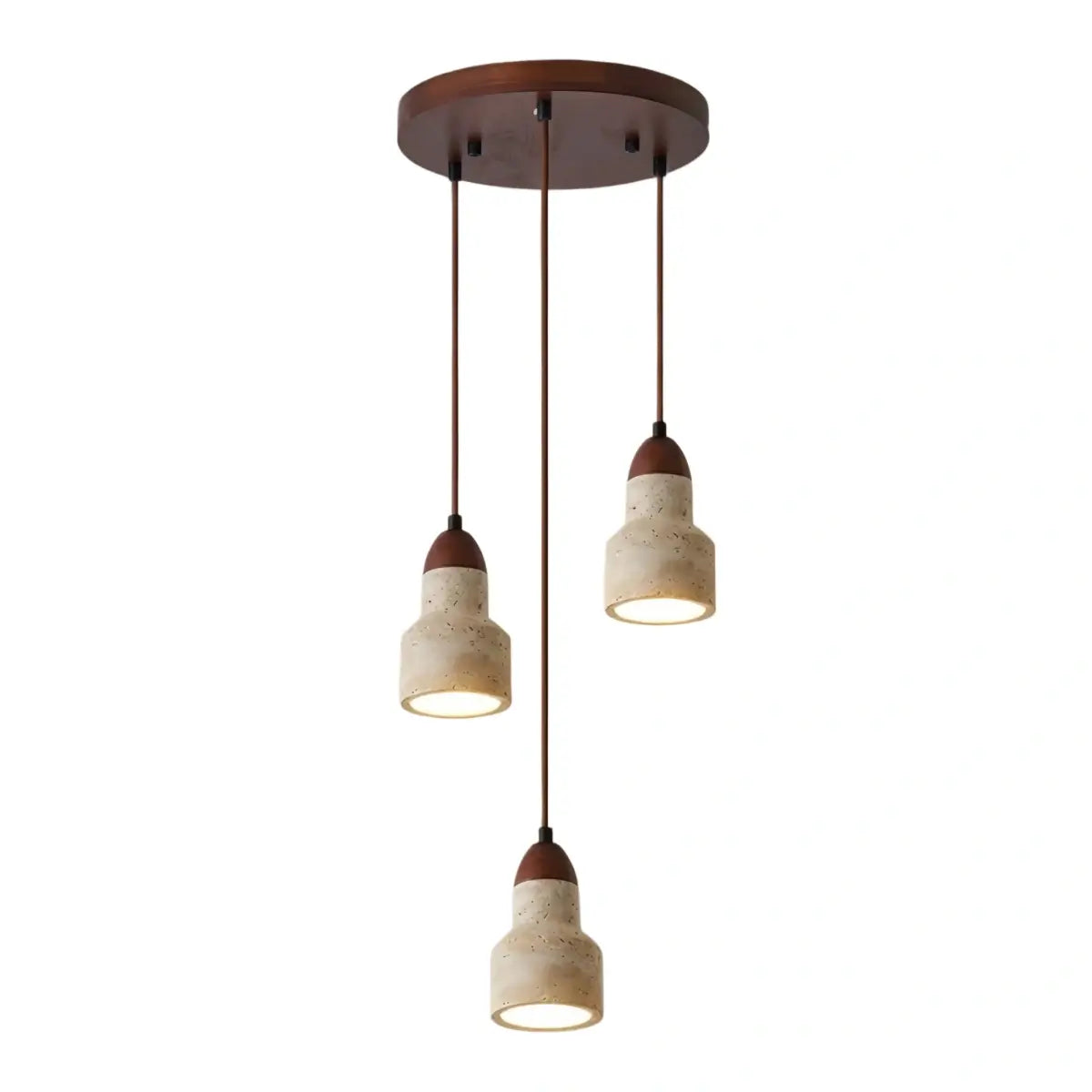 Minimalistische Multi-Licht Hanglamp – Travertijn & Notenhout Beige voor Eetkamer - Flindria