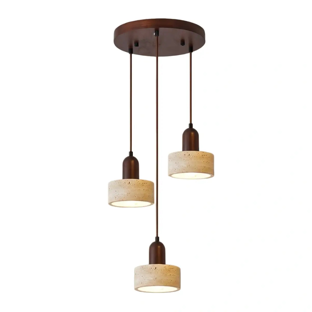 Minimalistische Multi-Licht Hanglamp – Travertijn & Notenhout Beige voor Eetkamer - Flindria