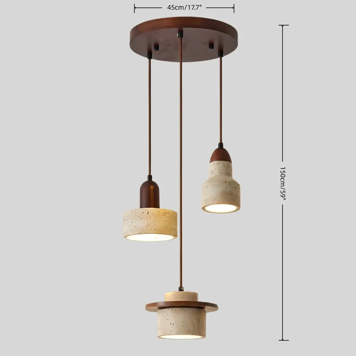 Minimalistische Multi-Licht Hanglamp – Travertijn & Notenhout Beige voor Eetkamer - Flindria