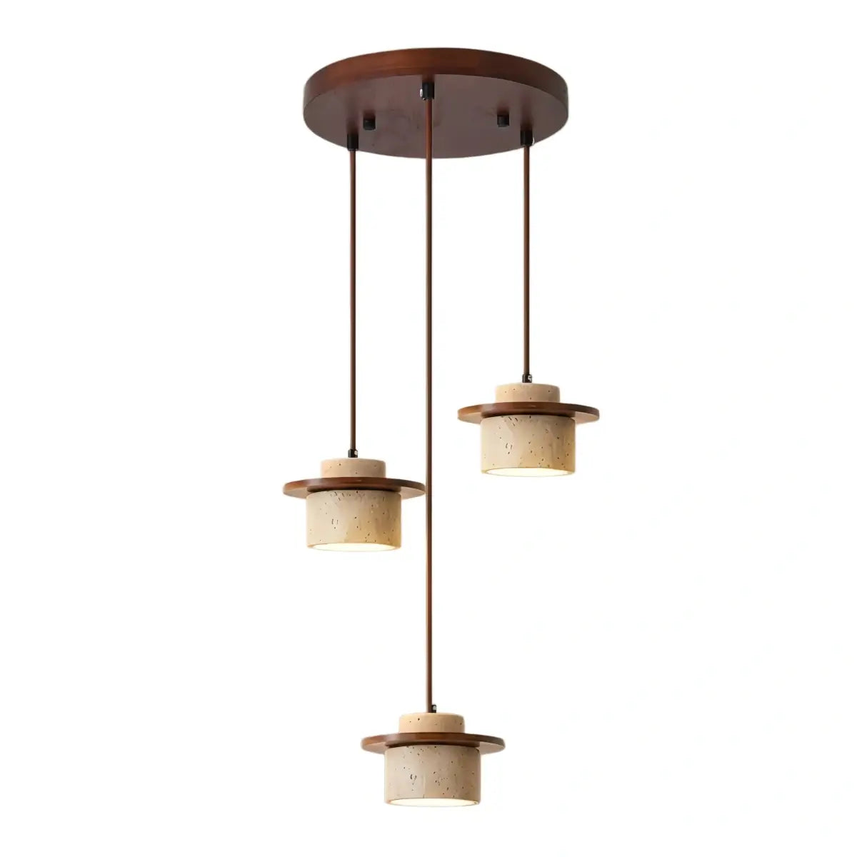 Minimalistische Multi-Licht Hanglamp – Travertijn & Notenhout Beige voor Eetkamer - Flindria