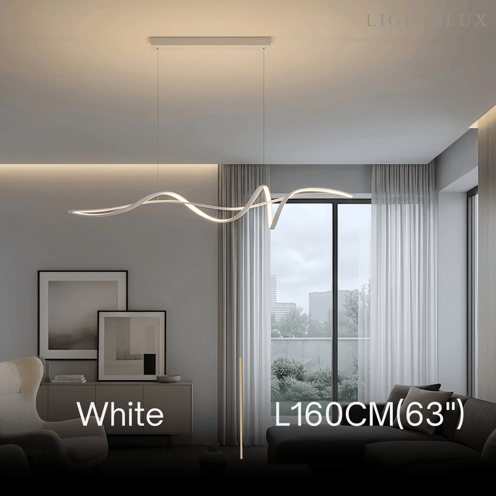 Modern LED Wave Pendant Light — Black Aluminum for Dining Room - Flindria