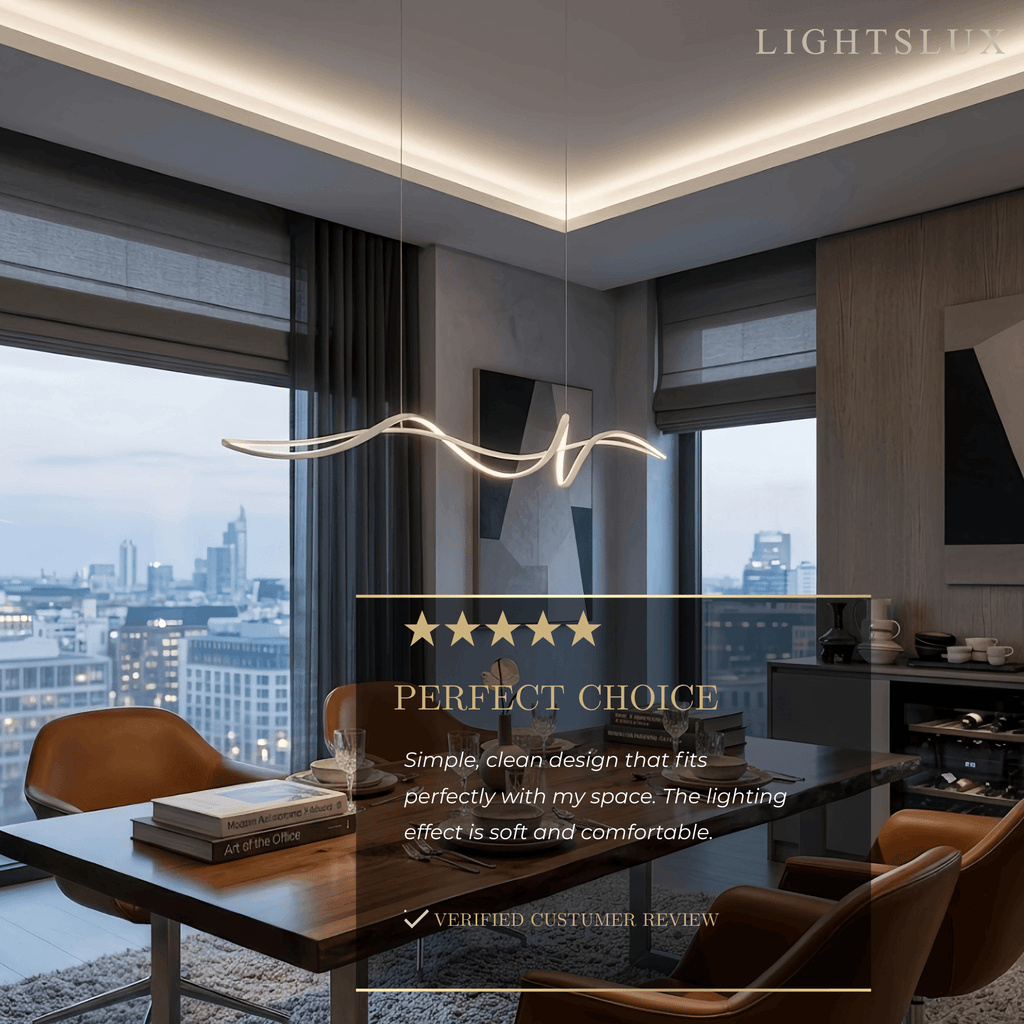 Modern LED Wave Pendant Light — Black Aluminum for Dining Room - Flindria