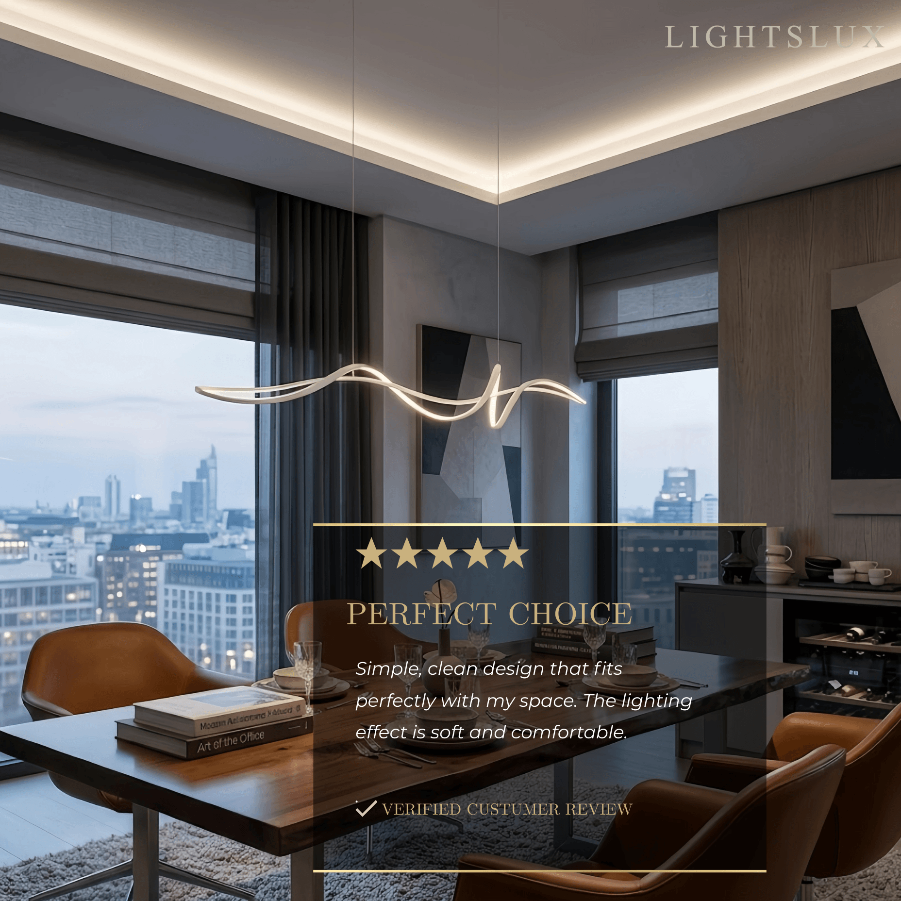 Modern LED Wave Pendant Light — Black Aluminum for Dining Room - Flindria