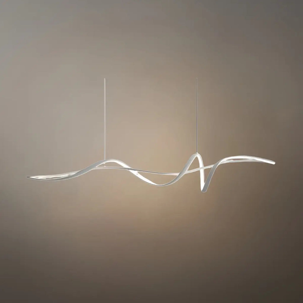 Modern LED Wave Pendant Light — Black Aluminum for Dining Room - Flindria