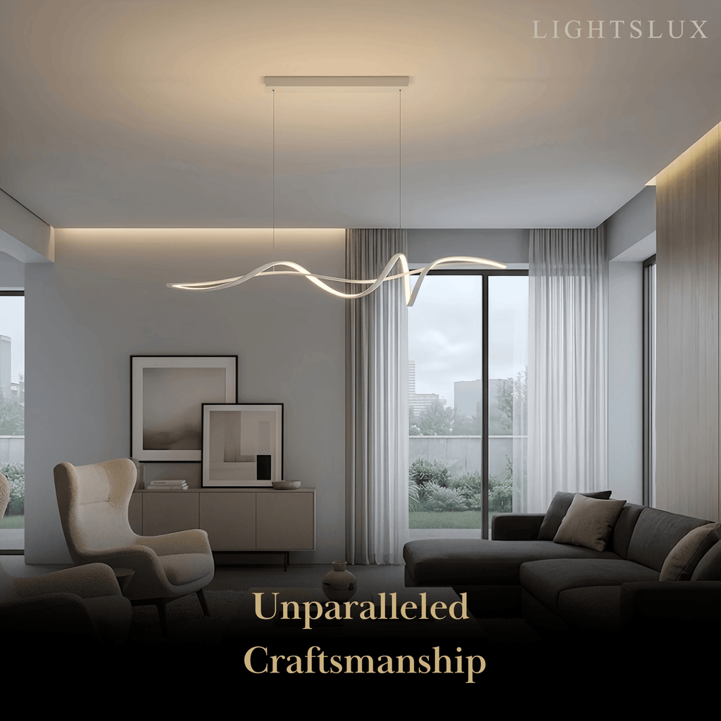 Modern LED Wave Pendant Light — Black Aluminum for Dining Room - Flindria