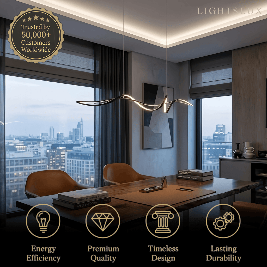 Modern LED Wave Pendant Light — Black Aluminum for Dining Room - Flindria
