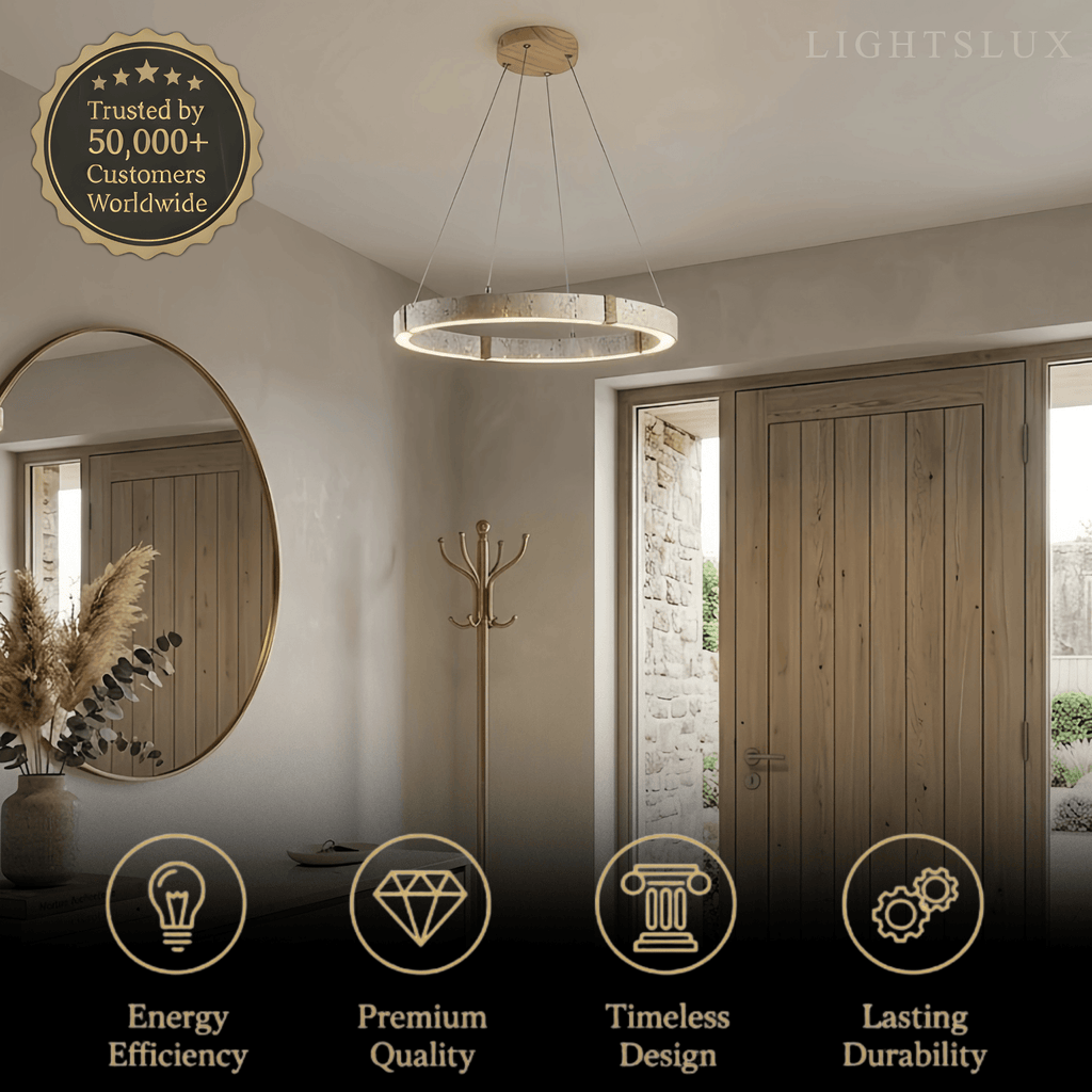 Modern Travertine Chandelier – Natural Stone Ceiling Light for Living Room - Flindria