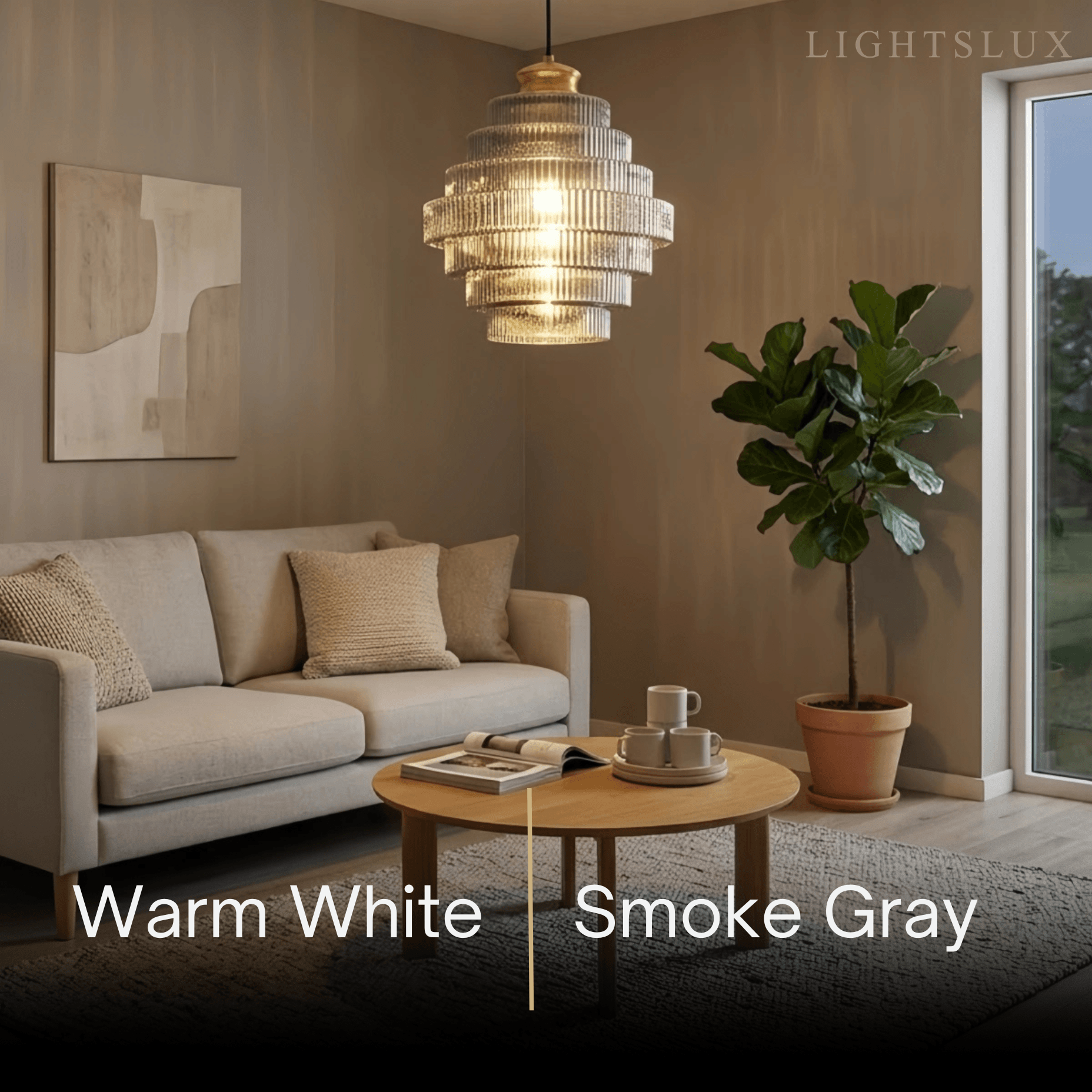 Modern Glass Pendant Light -- Brass & Amber/Smoke Gray for Dining Room - Flindria