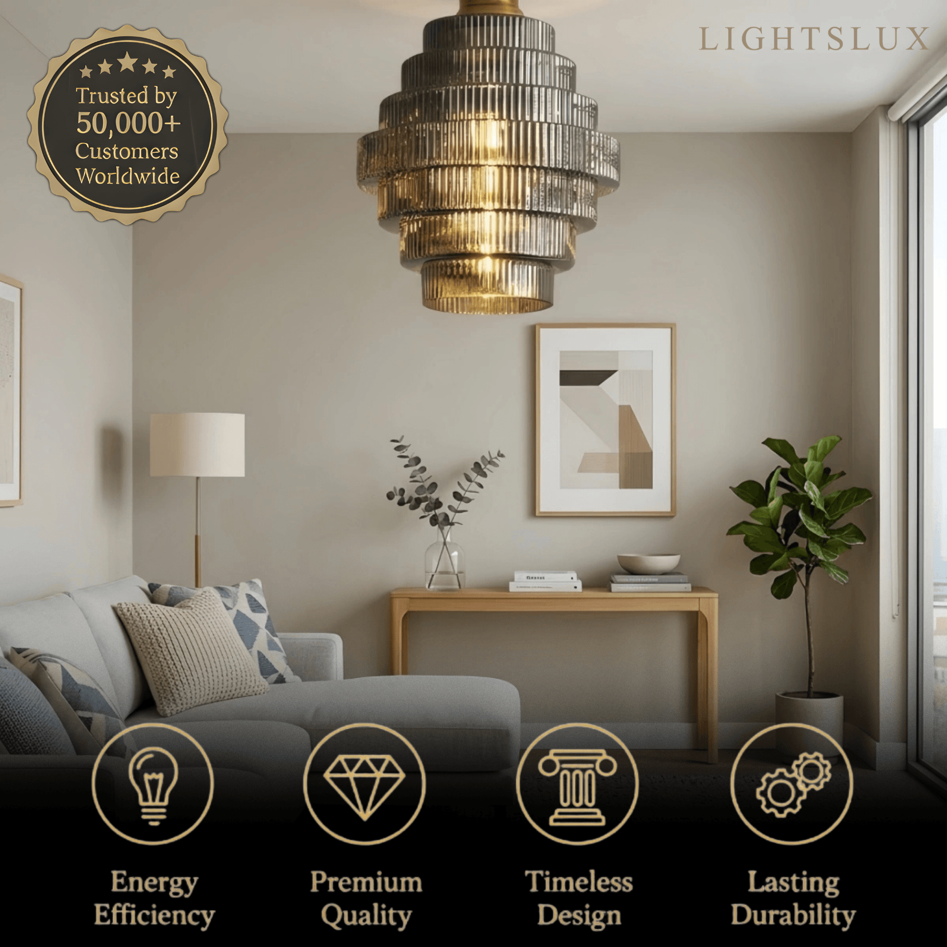 Modern Glass Pendant Light -- Brass & Amber/Smoke Gray for Dining Room - Flindria