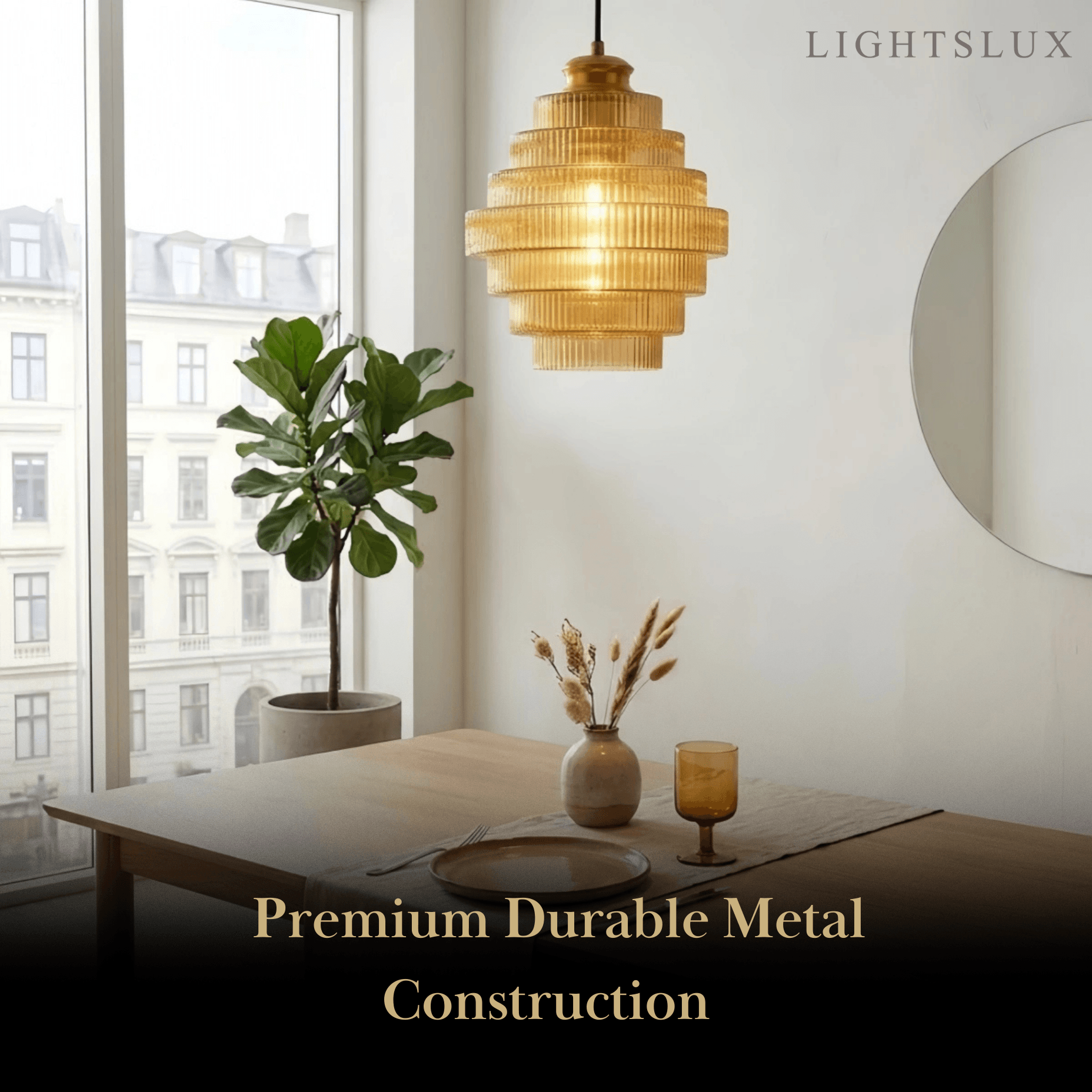 Modern Glass Pendant Light -- Brass & Amber/Smoke Gray for Dining Room - Flindria