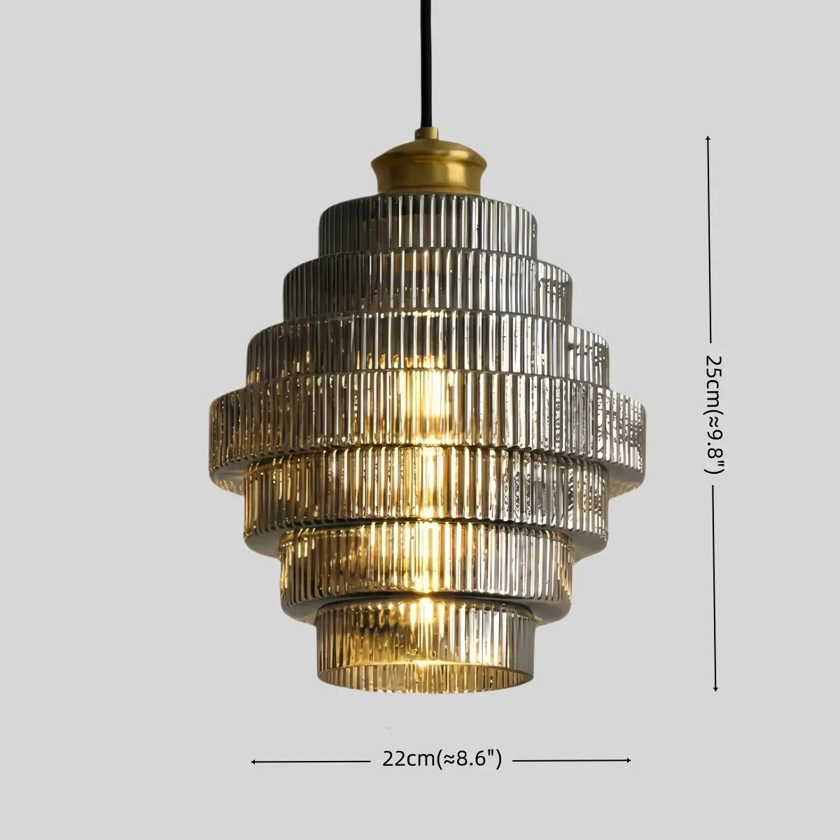 Modern Glass Pendant Light -- Brass & Amber/Smoke Gray for Dining Room - Flindria
