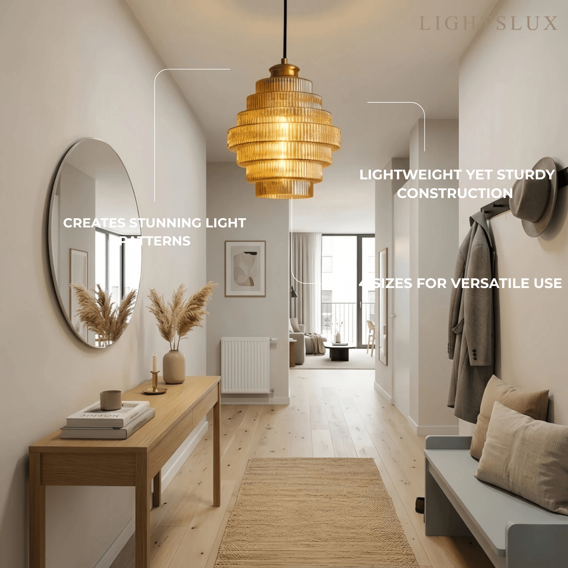 Modern Glass Pendant Light -- Brass & Amber/Smoke Gray for Dining Room - Flindria