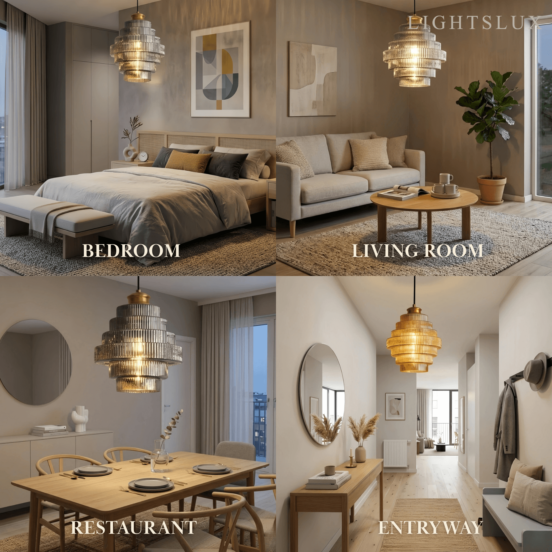 Modern Glass Pendant Light -- Brass & Amber/Smoke Gray for Dining Room - Flindria