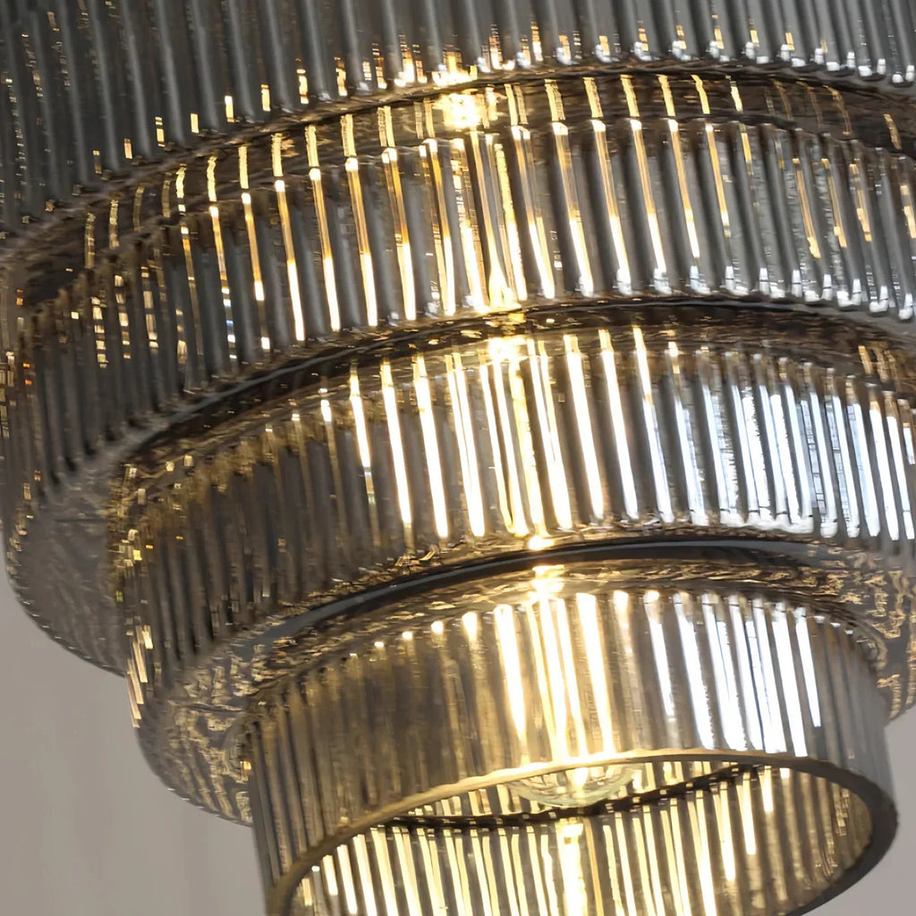 Modern Glass Pendant Light -- Brass & Amber/Smoke Gray for Dining Room - Flindria
