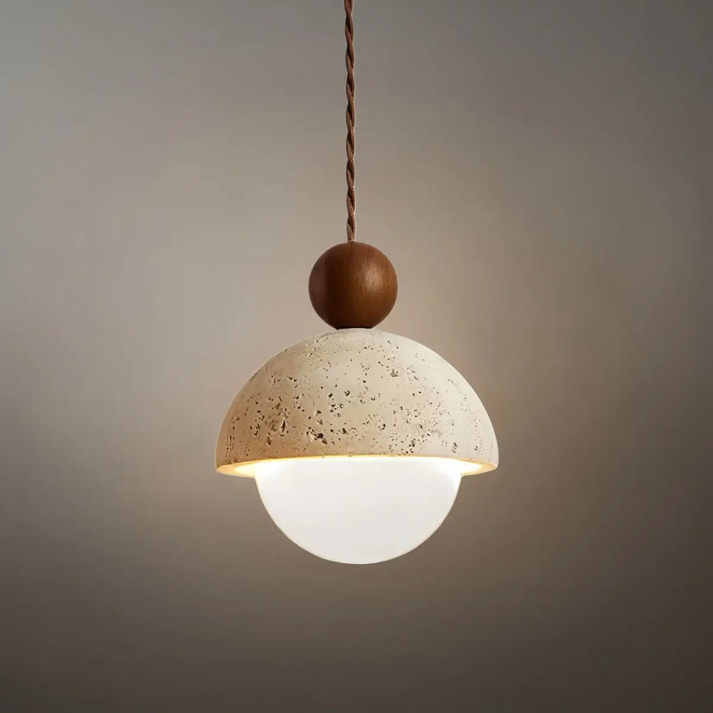 Modern Travertine Pendant Light  —  Natural for Dining Room - Flindria