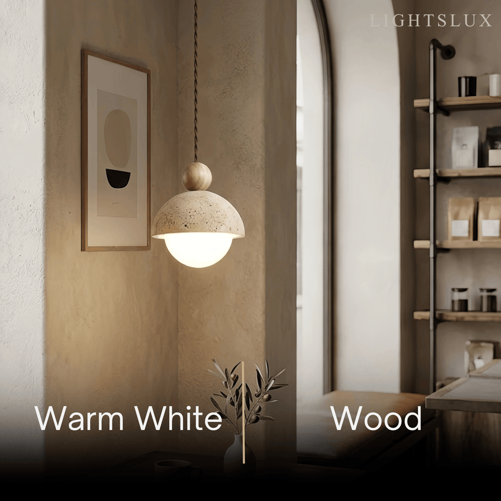 Modern Travertine Pendant Light  —  Natural for Dining Room - Flindria