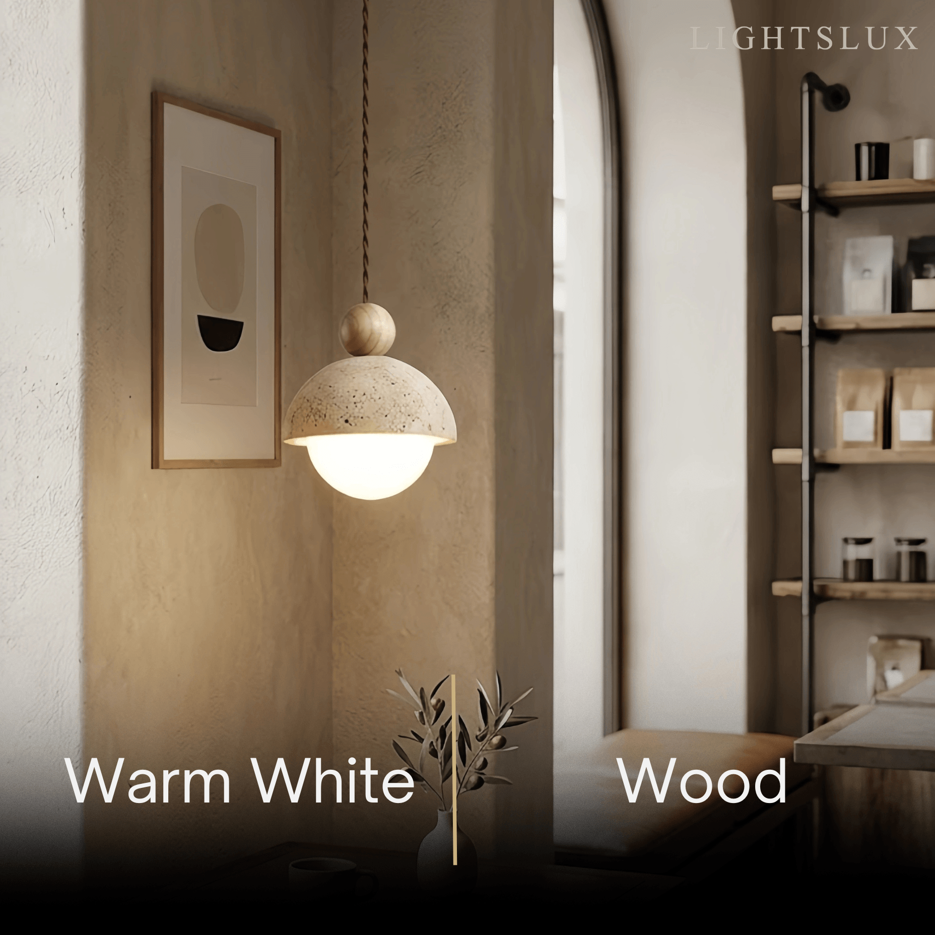 Modern Travertine Pendant Light  —  Natural for Dining Room - Flindria