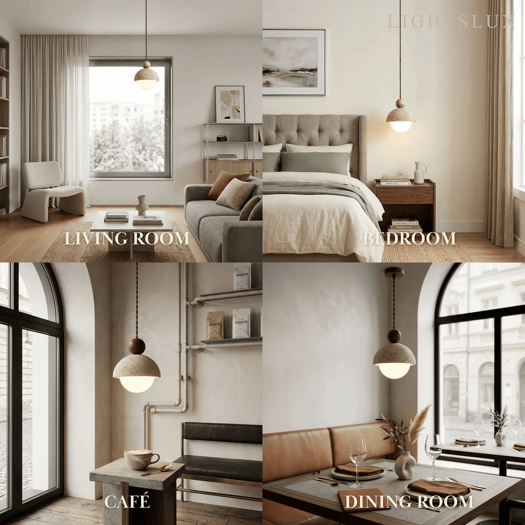 Modern Travertine Pendant Light  —  Natural for Dining Room - Flindria