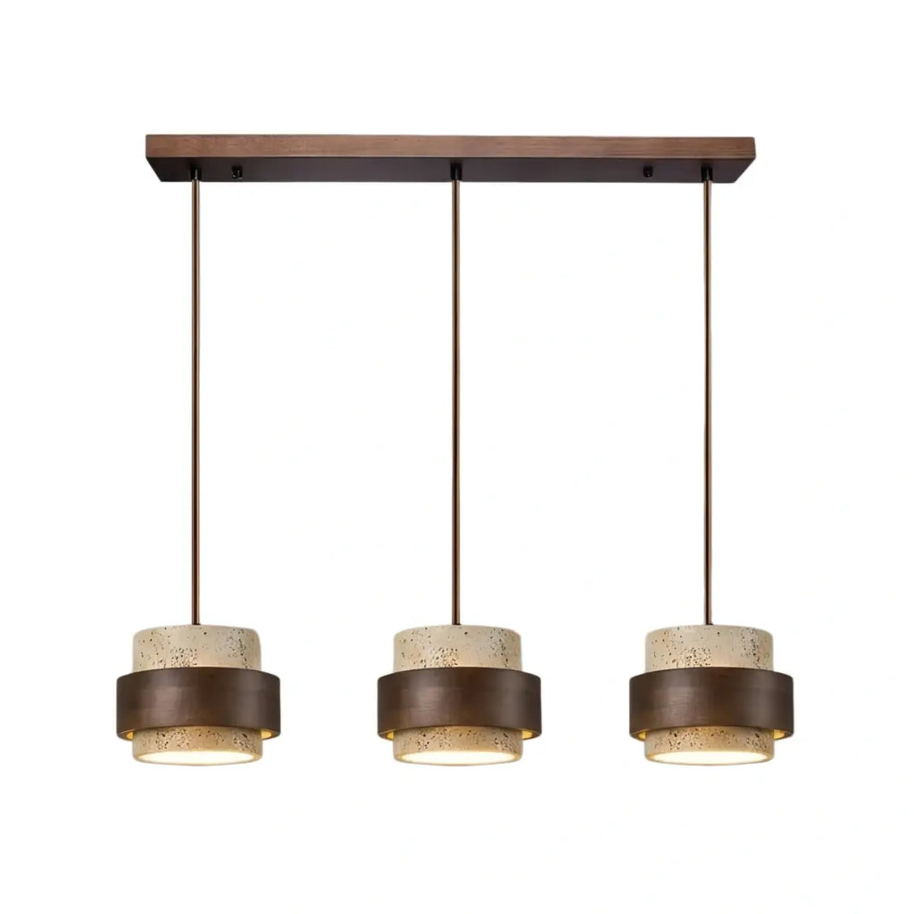 Modern Travertine Pendant Light — Walnut Wood for Dining Room - Flindria