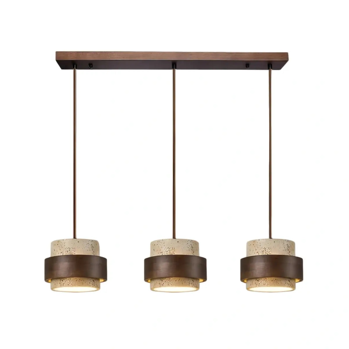 Modern Travertine Pendant Light — Walnut Wood for Dining Room - Flindria