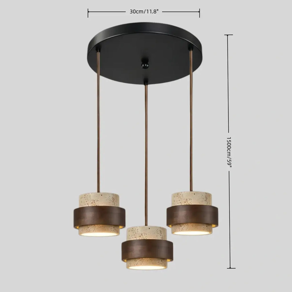 Modern Travertine Pendant Light — Walnut Wood for Dining Room - Flindria