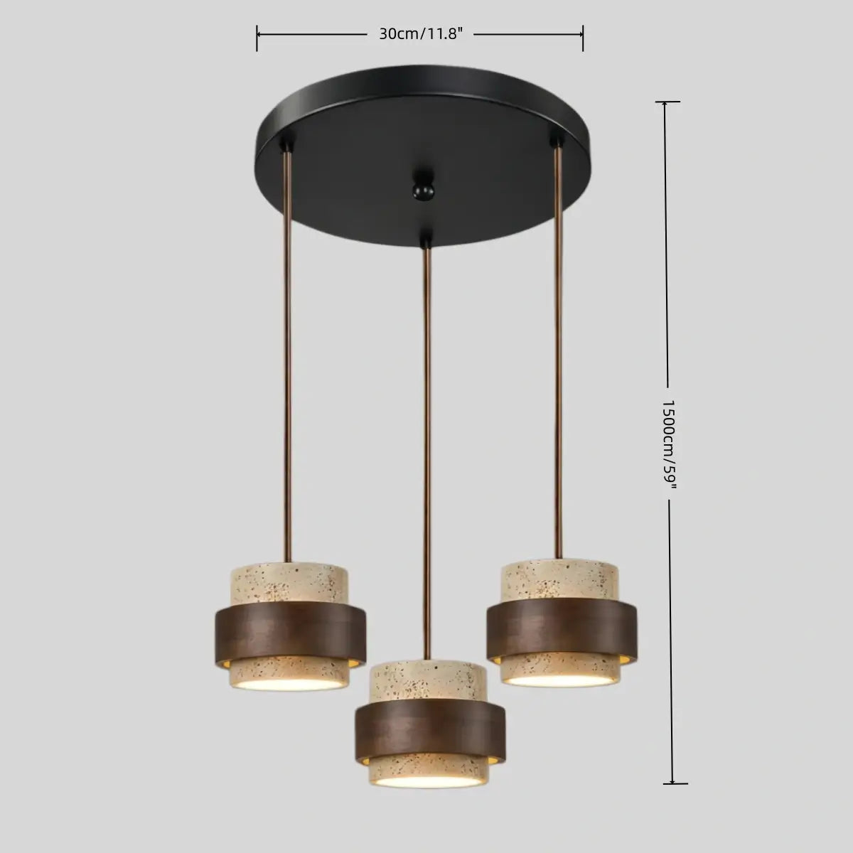 Modern Travertine Pendant Light — Walnut Wood for Dining Room - Flindria