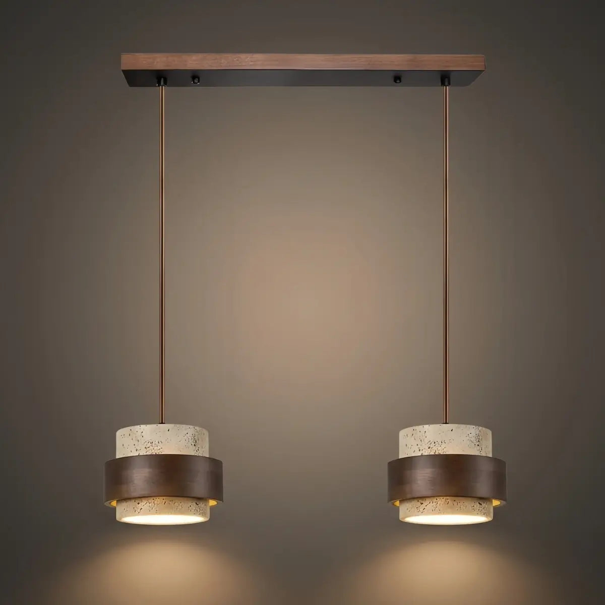 Modern Travertine Pendant Light — Walnut Wood for Dining Room - Flindria