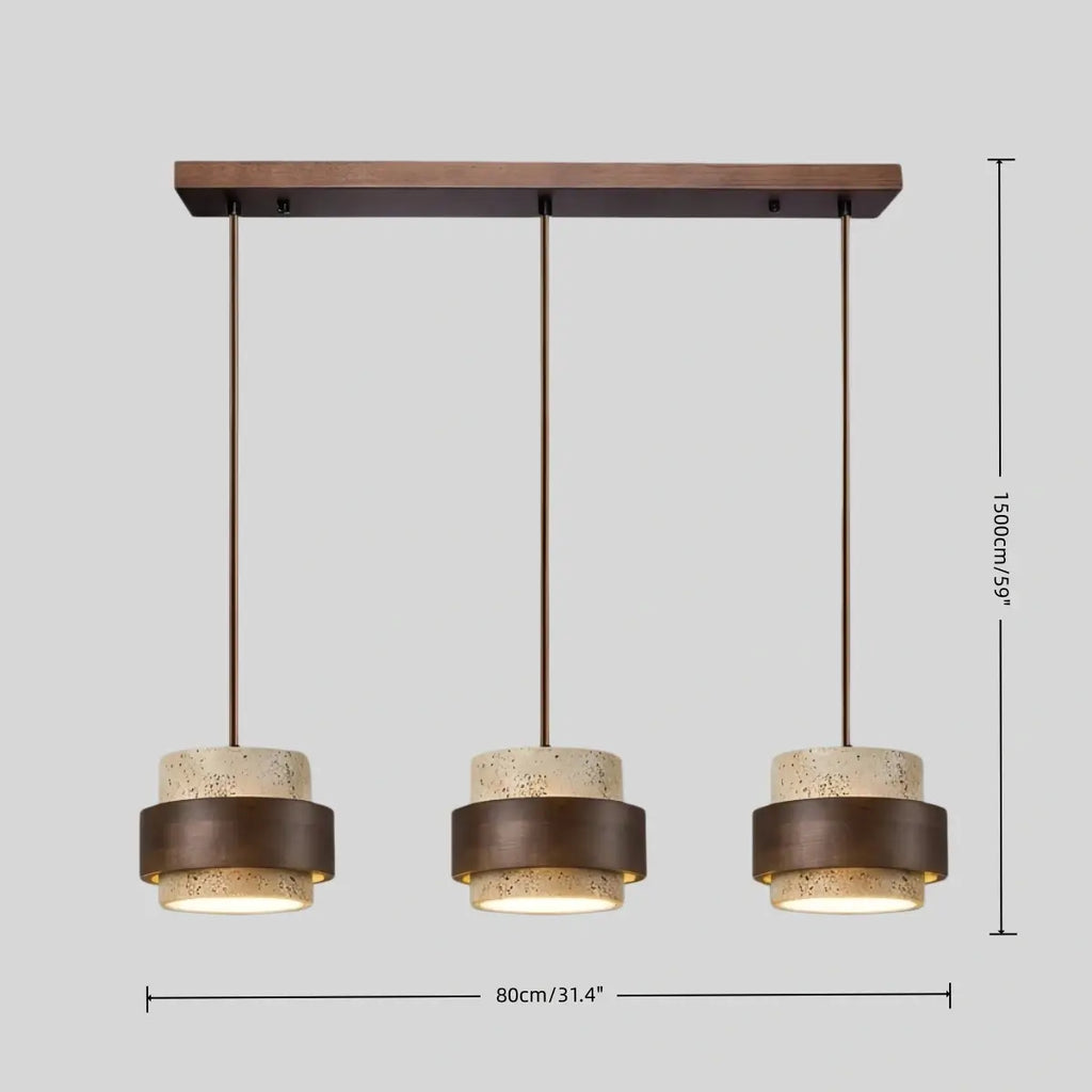Modern Travertine Pendant Light — Walnut Wood for Dining Room - Flindria