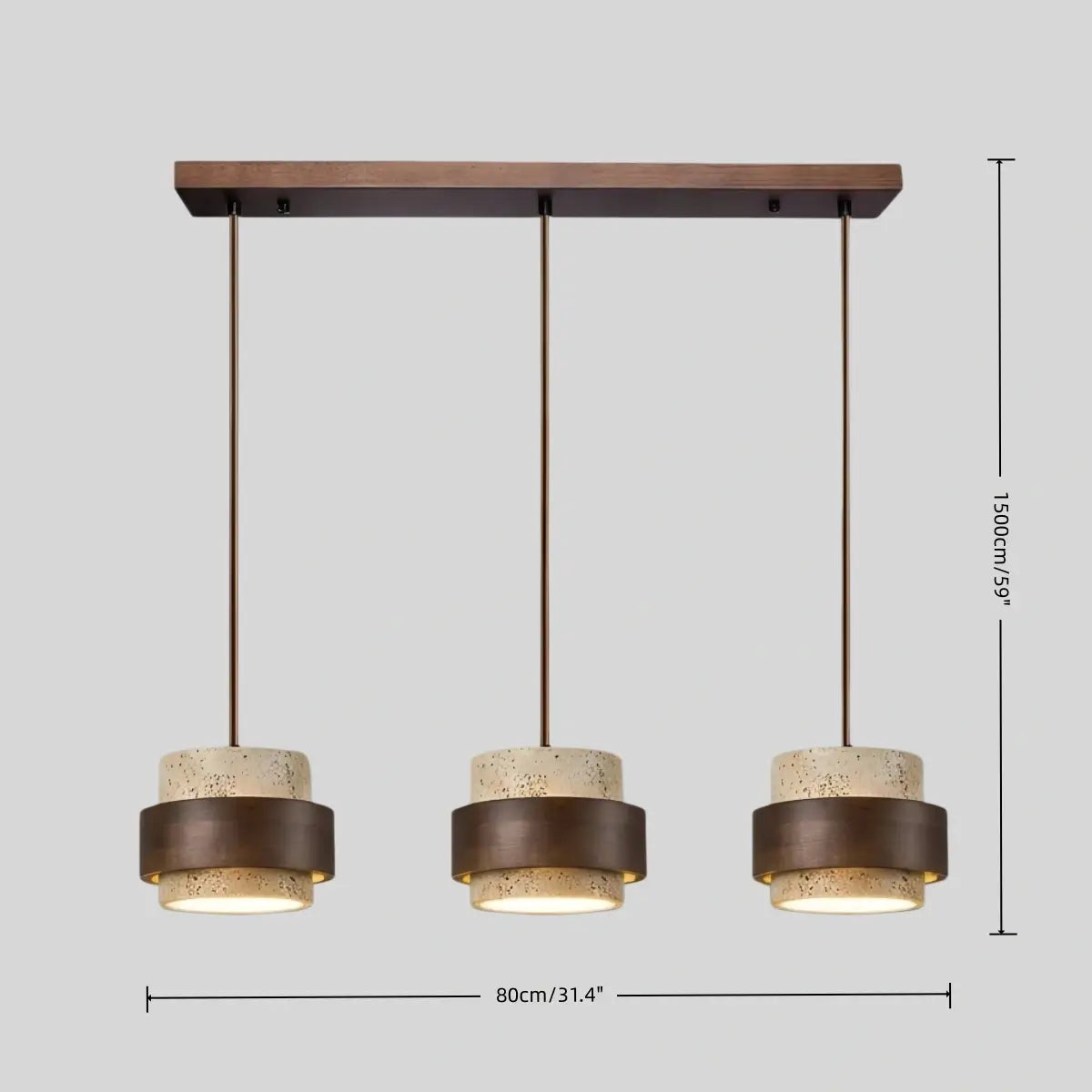 Modern Travertine Pendant Light — Walnut Wood for Dining Room - Flindria