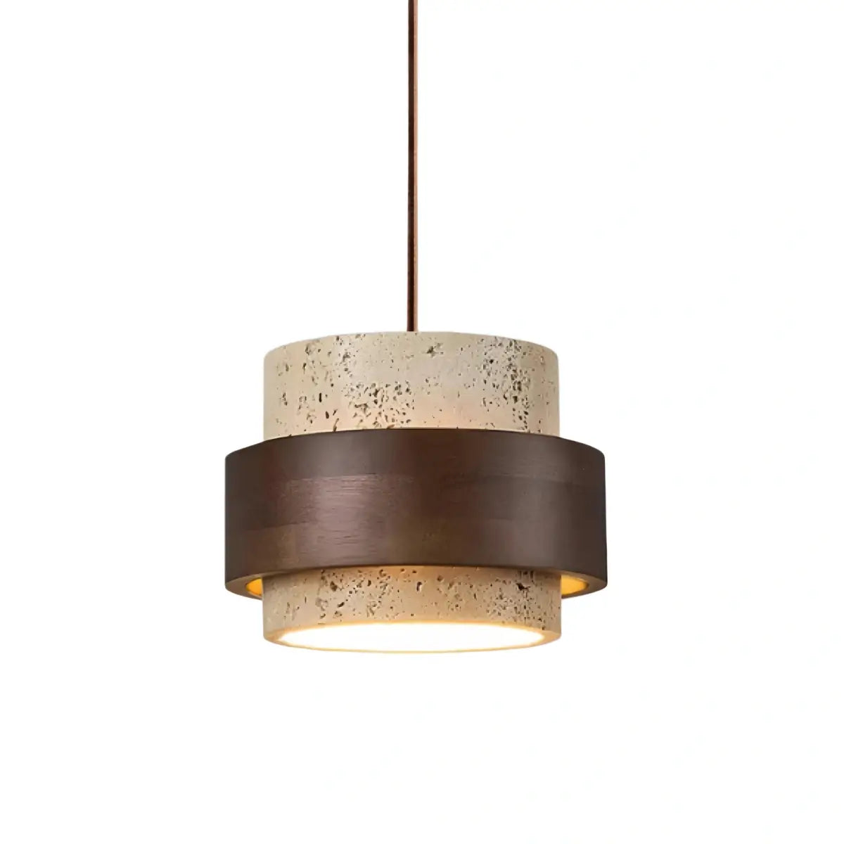 Modern Travertine Pendant Light — Walnut Wood for Dining Room - Flindria